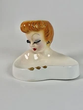 Vintage GEO. Z. LEFTON Lucille Ball Head Vase Ashtray EUC Stamped Ceramic RARE