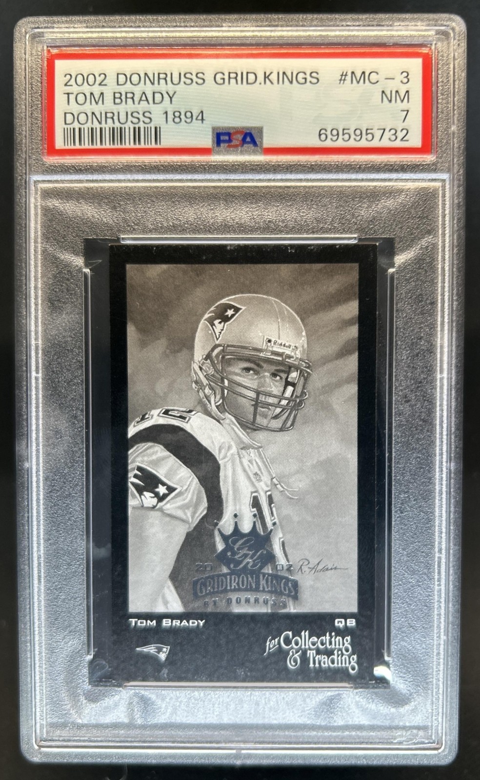 2002 Donruss Gridiron Kings Tom Brady 1894 #/1000 Patriots PSA 7 view 1