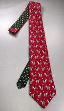Tommy Hilfiger USA Made Silk Necktie Donkeys Stars Red Green Motif Pattern