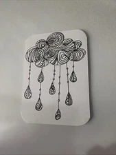 Aceo Original Mixed Media Art Zentangle Cloud