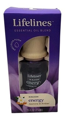NIB .25 Fl Oz Lifelines Essential Oil Blend In Bloom Energy Jasmine & Amber