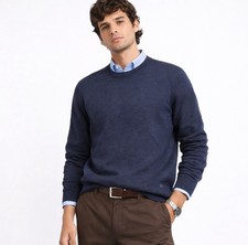 Banana Republic Men's 100 Merino Wool Navy Blue Crew Neck Sweater Large Classic