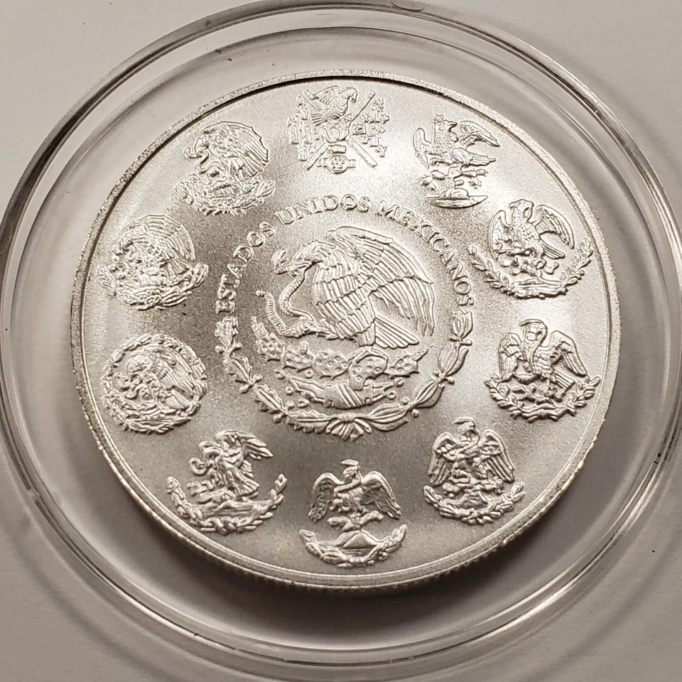 2019 Mo Mexico Libertad Onza 1 oz .999 Silver BU in Capsule - SKU-Q2438 - Image 2 of 4