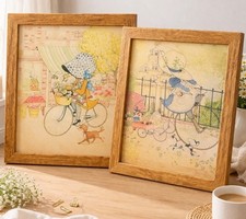 VTG Holly Hobbie Framed Prints Set  70s Cottagecore Country Grandmacore Nursery
