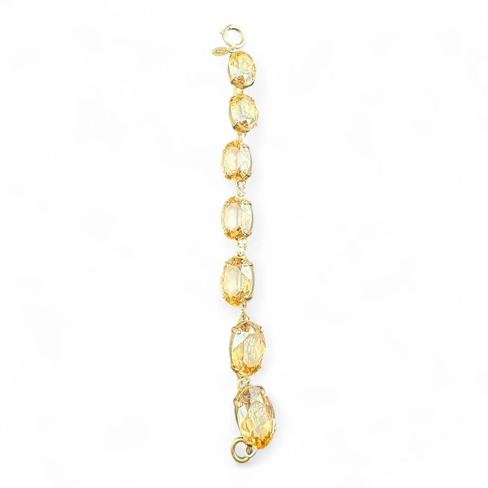 Brazalete Tenis Catherine Popesco Chapado en Oro Color Champagne Cristal Swarovski Foto 2 de 4