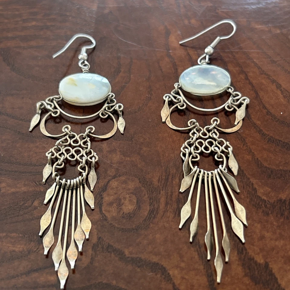 Pendientes candelabros. Cuarzo plateado Foto 3 de 4