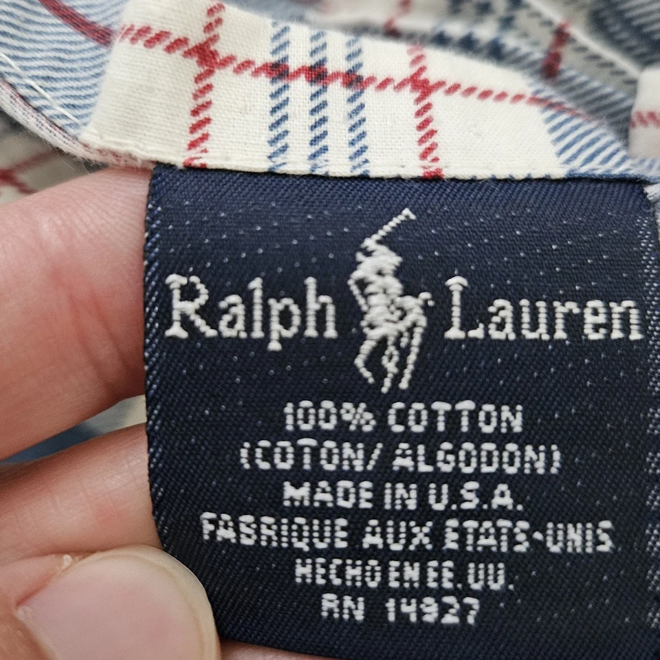 Sábanas planas gemelas a cuadros rojas blancas y azules Ralph Lauren Oakley 100 % algodón Foto 2 de 3