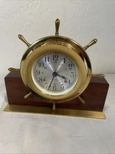 Vintage Seth Thomas-E537-001 Ships Wheel Bell Strike Brass Clock -Works -