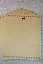 25 Sheets Computer Stationary  ~  Red Embossed Raindeer