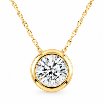 F/VS 0,50ct Diamant Einfassung Anhänger Solitär Halskette 14k Gelbgold Lab Grown