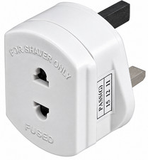 UK Shaver Adaptor Plug 2 Pin to 3 Pin Fused Bathroom Razor Toothbrush Travel