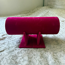 Pink Velvet T-Bar Jewelry Display Stand Holder