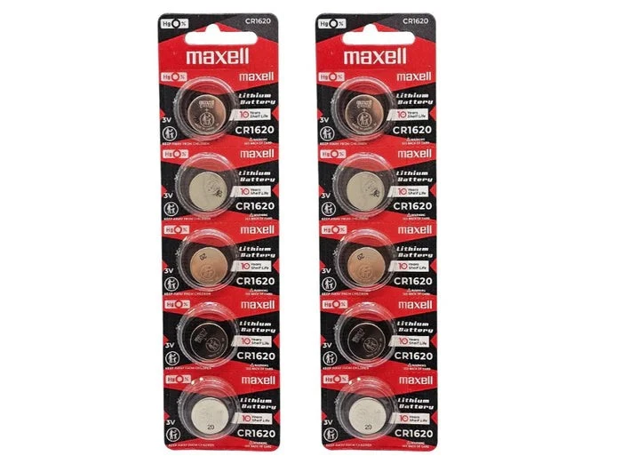 2x Maxell Battery CR 1620 Card Pack of 5