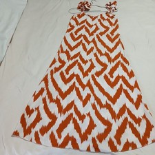 Vince Camuto XS A-Line Sundress Jacquard Pumpkin/White Ruffle Shoulder
