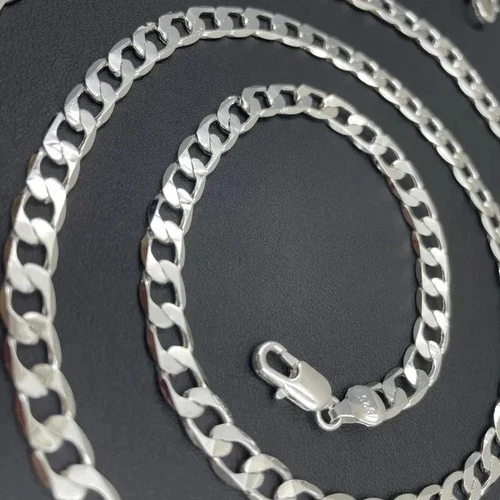 Hot 925 Sterling Solid Silver Sideways Chain Women Men Necklace Jewelry image 4