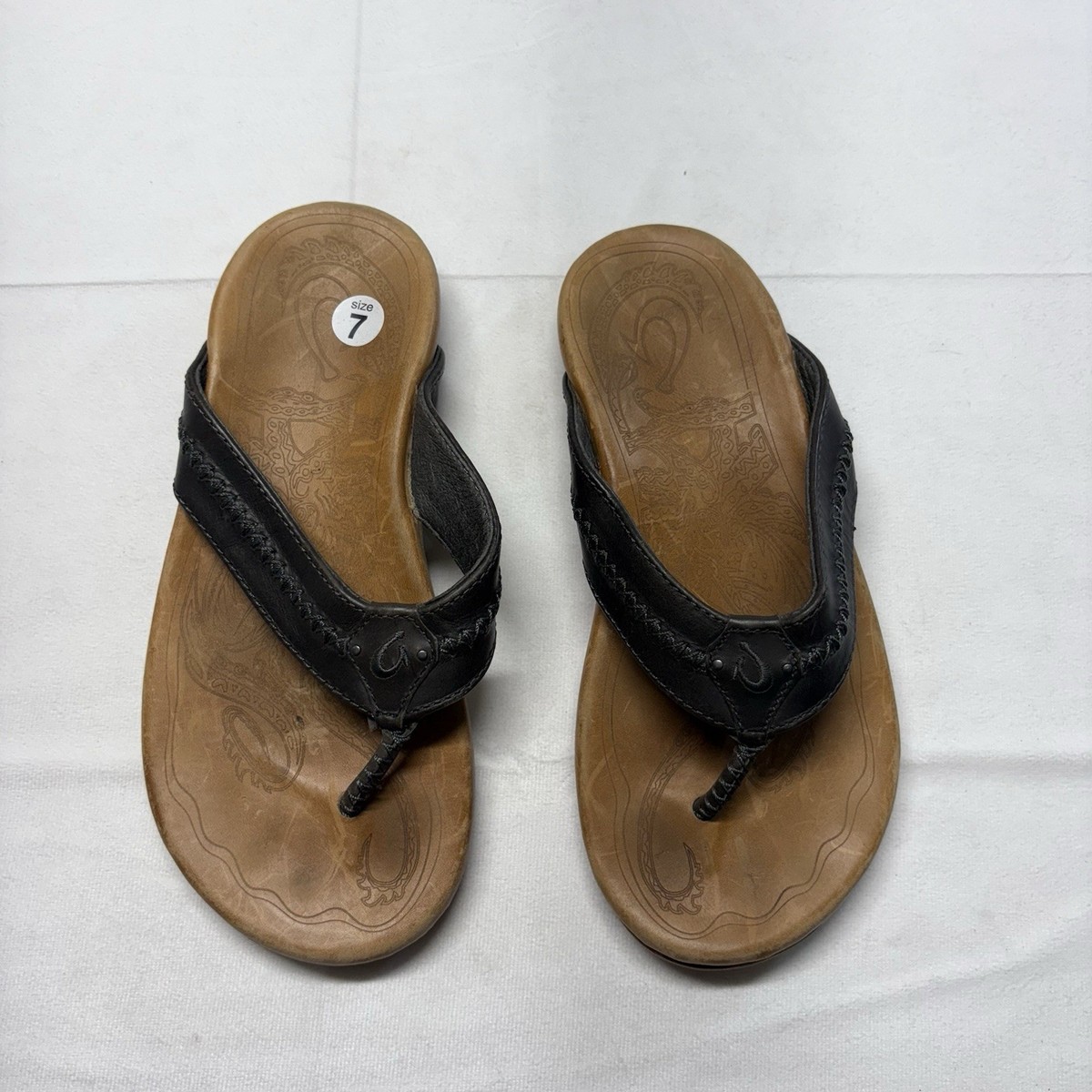 Olukai Mea Ola Brown Leather flip flops Leather Beach Casual  display picture 1