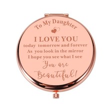 1 PCS Rose Gold Compact Makeup Mirror Daughter Gift From Mom Dad Birthday
