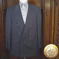 Bachrach Blazer Mens 42R Dark Navy Double Breasted Gold Button Canada Wool