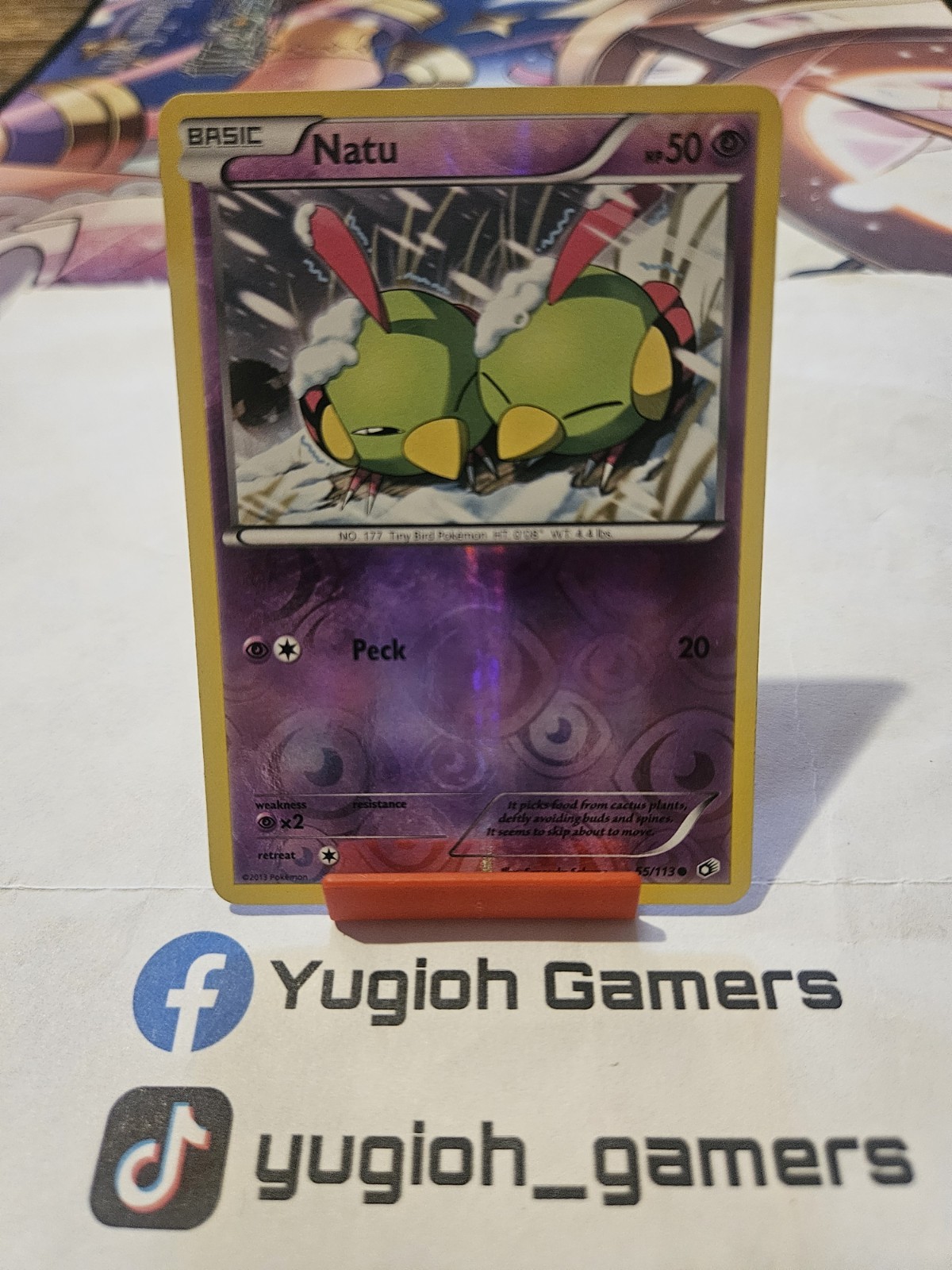 Pokemon Natu 55/113  Reverse Holo Light Played 