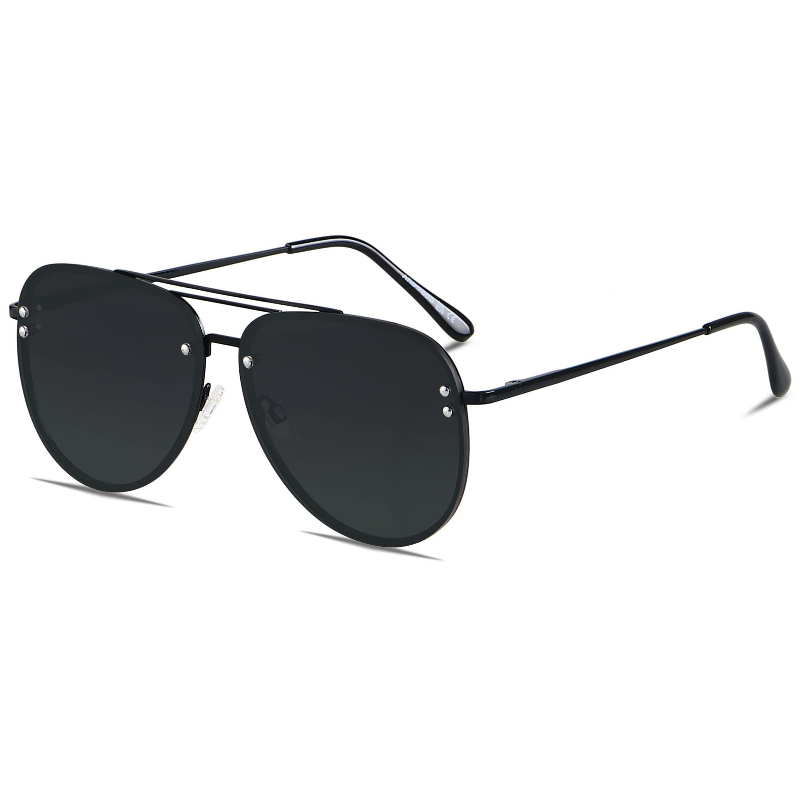 Oversized Aviator Sunglasses for Women Men Big Large Rimless Metal Frame with...