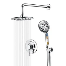Shower System with Filtered Handheld Shower for Hard Water, High Pressure 9" ...