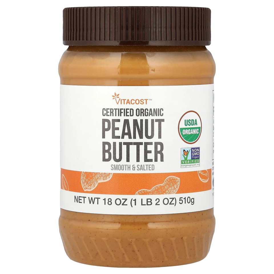 Certified Organic Peanut Butter, Smooth & Salted, 18 oz (510 g)