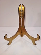 Brass Easel Hinged Display Table Art Stand Picture Plate Book Holder 7.75" Used