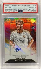 Nico Paz 17/25 Rookie Emerging Stars Purple Topps Inception 2023/24 PSA 8 Auto 1