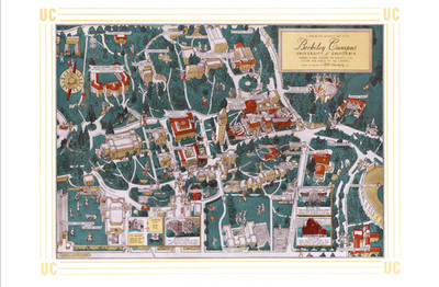 Historic UC Cal Berkeley University Campus Map - Vintage Wall Art California