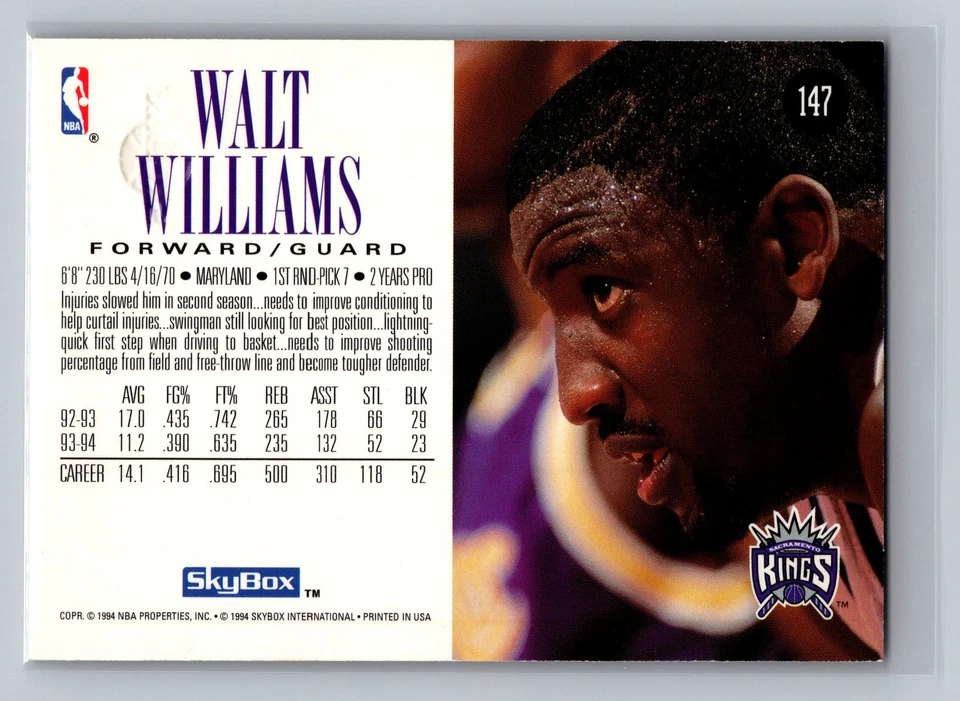 1994-95 SkyBox Premium #147 Walt Williams - Image 2 of 2