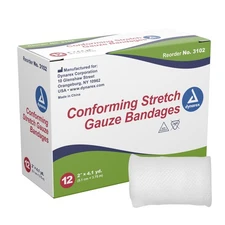 Dynarex White Conforming Bandage NonSterile 2" x 4-1/10 Yd 3102 12 per Box