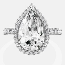 Exklusiver Ring 14k Weißgold 3,56 Karat IGI Lab Grown Birnenschliff Diamant E F VVS2