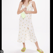 Urban Outfitters Kelly Surplice Midi Yellow Floral Slip Dress Size Small