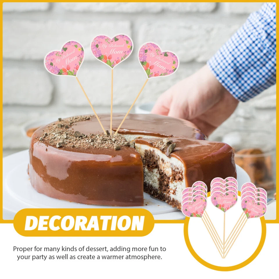 48 piezas Regalos Día de la Madre Inserción Pick Premium Seguro Decorativo Pastel Inserto Foto 3 de 4