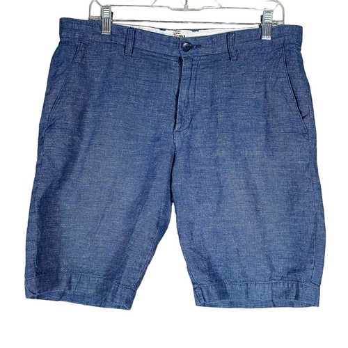 Ben Sherman Shorts Men's Size 34 Linen Cotton Chino Indigo Blue Golf Preppy