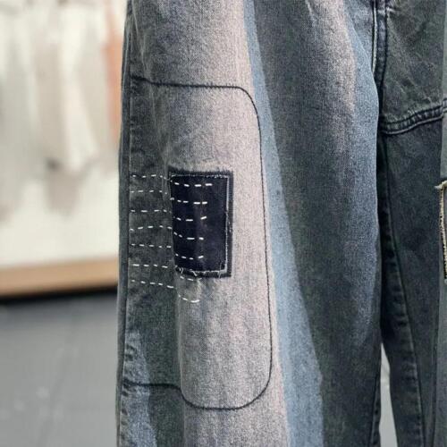 Women Denim Baggy Jeans Wide Leg Pants Retro Loose Casual Trousers Elastic Waist - Picture 5 of 12