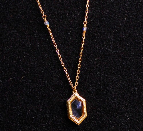 Solid 925 Sterling Gold Plated Crystal Quartz & Labradorite Beads 16+2" Necklace - Picture 5 of 5