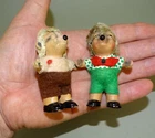 2 Vintage STEIFF Mecki Micki Family Hedgehogs Hedgehog Dolls Doll Toys Germany