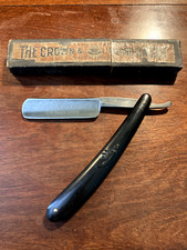 Antique / Vintage Crown and Sword German Straight Razor in Original Makers Box