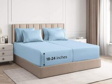 Luxury Designer 5 Piece Split King Sheet Set Retail 199 DEEP POCKET Soft Blue