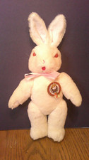 vintage plush stuffed Easter bunny w/ pink eyes made Shanghai dolls co. Z139