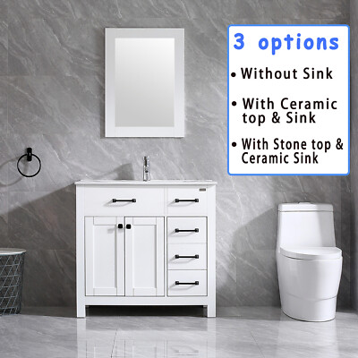 36'' Bathroom Vanity Undermount Ceramic Sink with Engineered Top, Faucet  Mirror