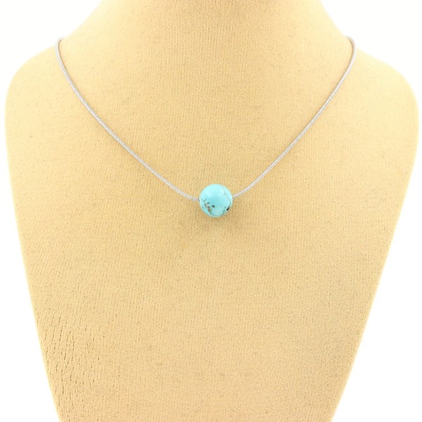 Mineralien Und Edelsteine. Halskette 1 Perle Howlite TüRkis 8 Mm. Kette-image