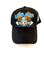 Gorra de béisbol ajustable "AIM HIGH" negra con eslogan militar de la Fuerza Aérea de los Estados Unidos