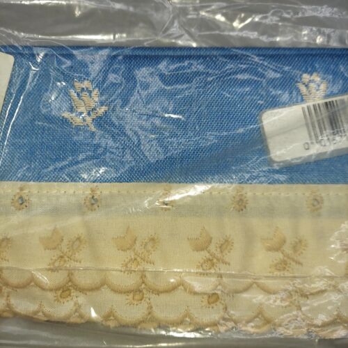 Vintage Pair JC Pennys Curtain Tie Backs lace Laura Wedgewood Blue flower - Picture 3 of 7