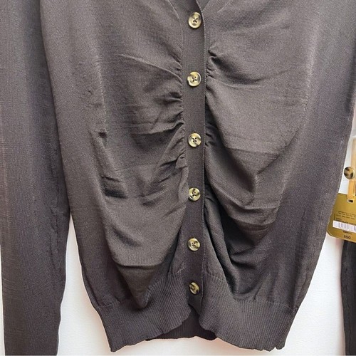 NUOVO maglione cardigan donna Ryegrass marrone scollo V bottoni manica lunga piccolo - Foto 2 di 10