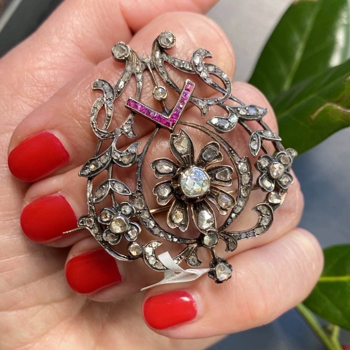 Antique diamond brooch deals