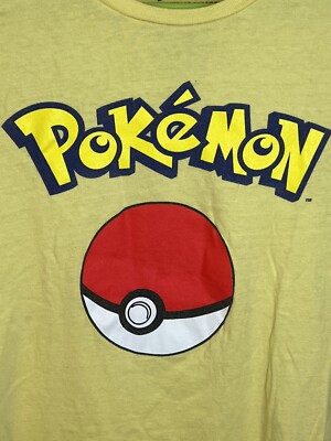 Pokemon Women's Medium TShirt 2016 Yellow 100% Cotton Poke ball Slim