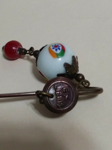 VINTAGE ART BOOKMARK EX LIBRIS PORCELAIN GLASS BEADS -BEAUTIFUL- - Bild 8 von 8