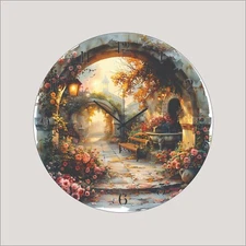 Garden Archway Flowers Art Wall Hanging Wall Clock art Time Piece Home Decor